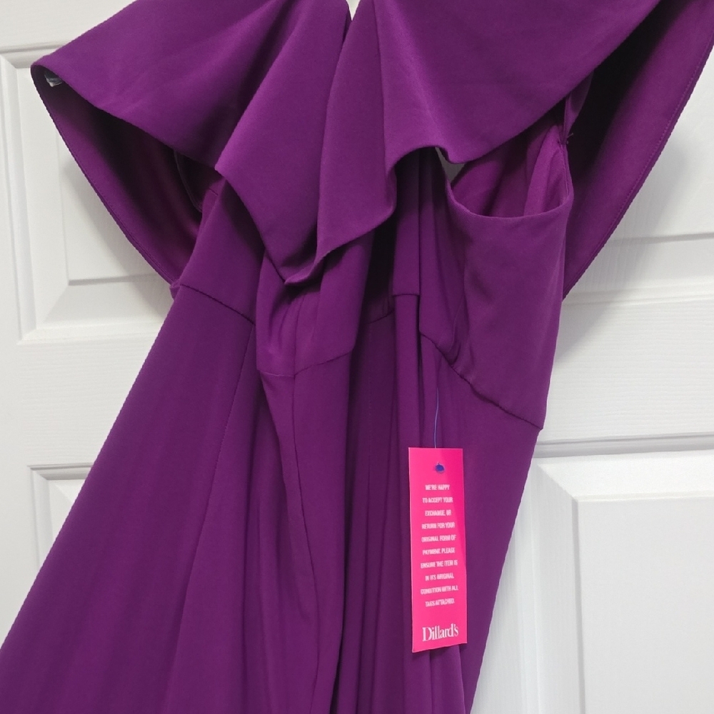 Purple Draped Dress with Embellishment - Picture 5 of 6